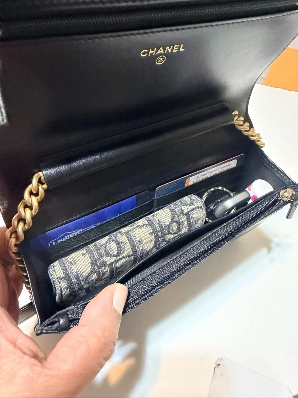 Quilted boy wallet on chain